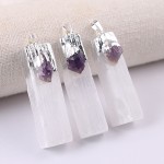 Selenite Pendant with Amethyst Crystal