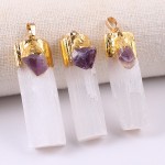 Selenite Pendant with Amethyst Crystal