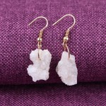 Quartz Agate and Crystal Geode Half  eardrop  Reiki Healing ,Gift