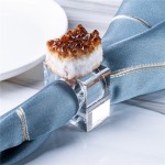 4pcs/set Geode Quartz Napkin Rings Natural Stone Agates Table Decoration Napkin Buckle Holder