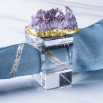 4pcs/set Geode Quartz Napkin Rings Natural Stone Agates Table Decoration Napkin Buckle Holder