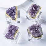 4pcs/set Geode Quartz Napkin Rings Natural Stone Agates Table Decoration Napkin Buckle Holder